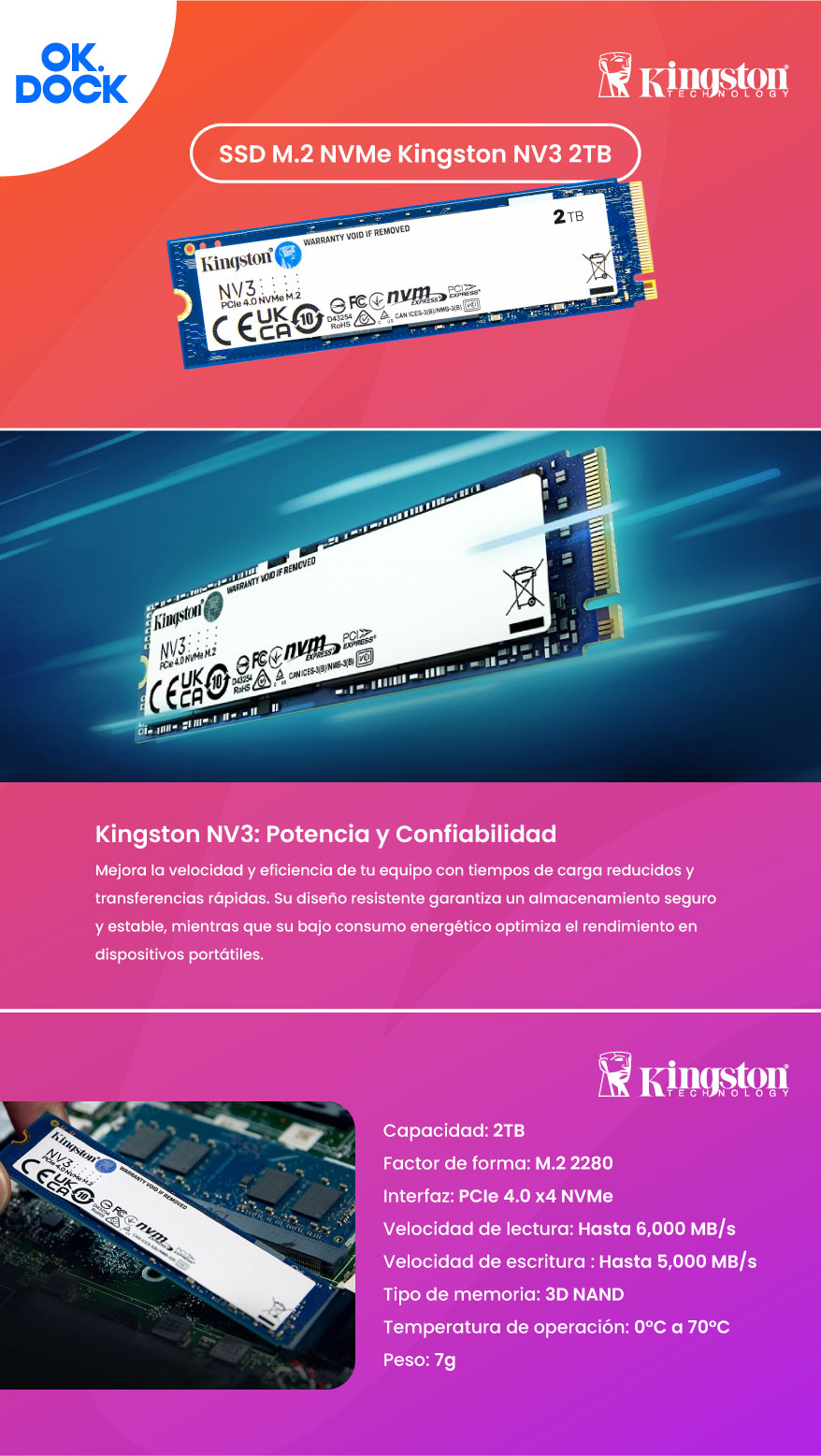SSD M.2 NVMe Kingston NV3 2TB