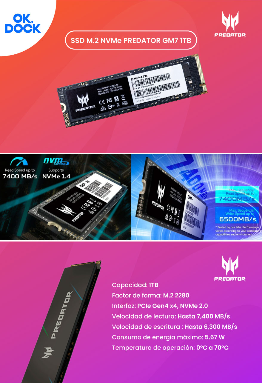 SSD M.2 NVMe PREDATOR GM7 1TB