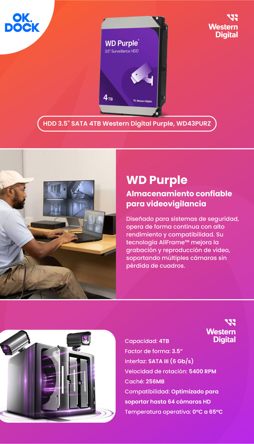 HDD 3.5" WD Purple 4TB WD43PURZ