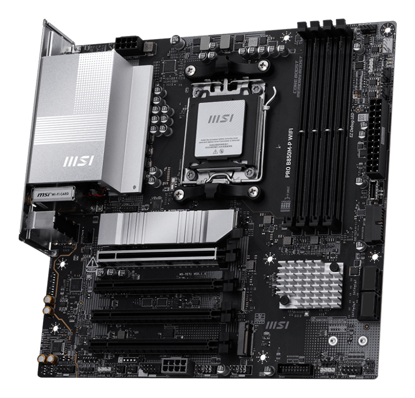 Motherboard AM5 Micro- ATX MSI PRO B850M-P WIFI, 256GB RAM DDR5 Max, 1 M.2 PCIe 5 + 1 M.2 PCIe 4, Wi-Fi 7 + BT 5.4 - imagen 3