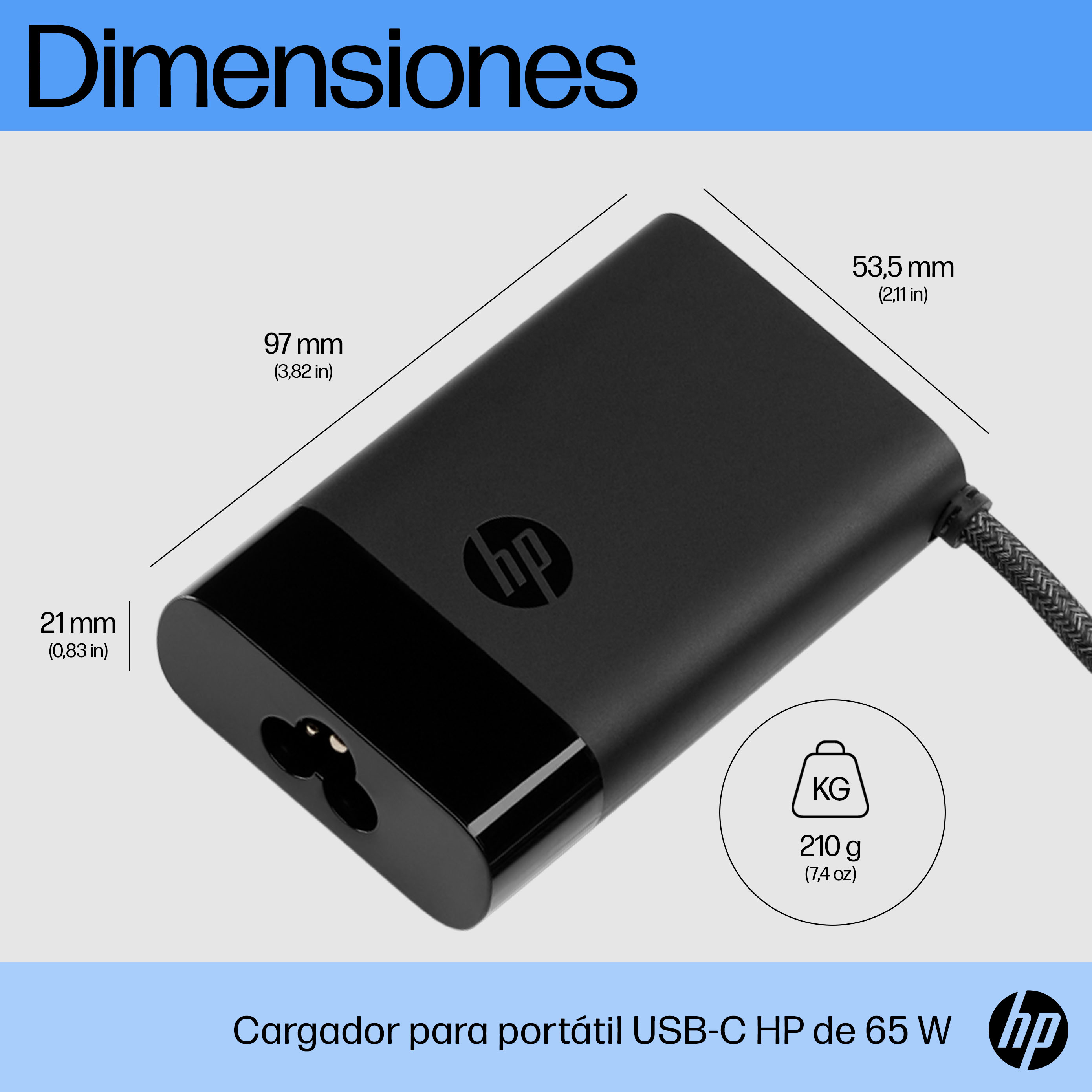 Cargador para Laptop Original HP 671R3AA, 65W, USB-C PD, Cable 1.8m, para laptops y tablets USB-C - imagen 3