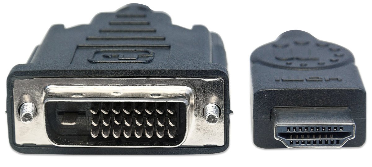 Cable Adaptador de Video 3m HDMI a DVI-D (24+1) Manhattan 372510, Hasta 1080p 60Hz, Chapado en Oro, Color Negro - imagen 3