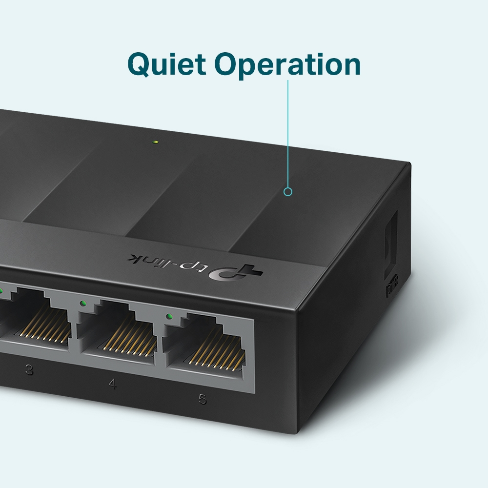 Switch 5 Puertos Gigabit p/Escritorio Tp-Link LS1005G, Caja de Plastico, Color Negro