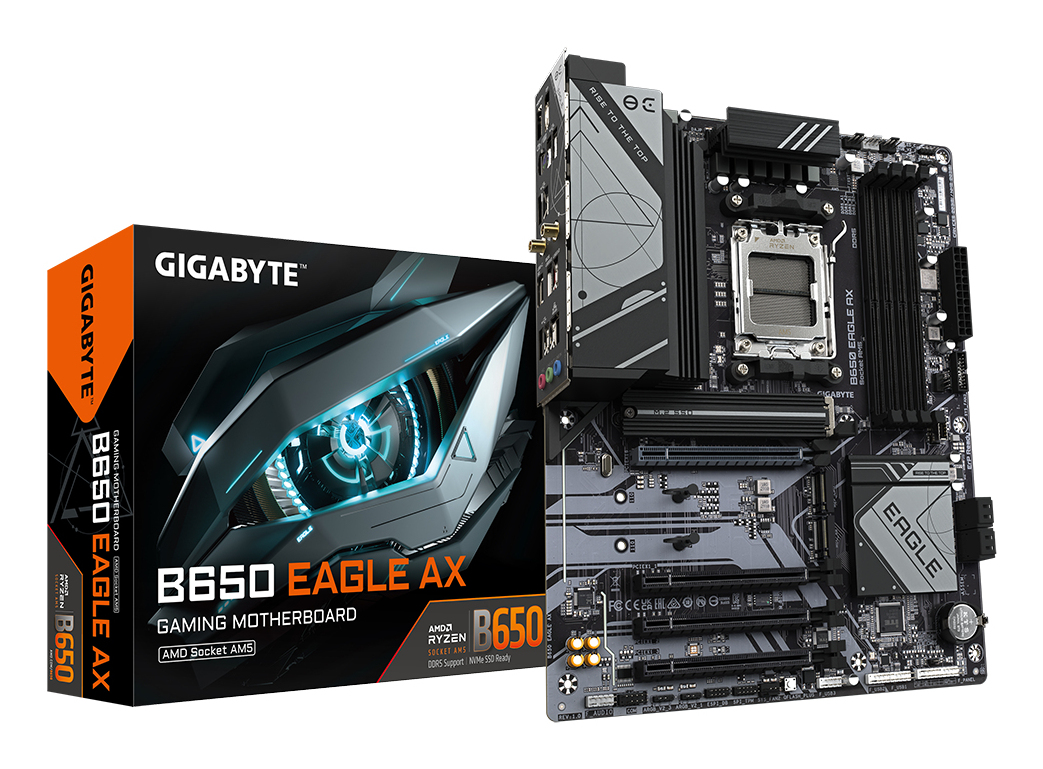 Motherboard AM5 ATX Gigabyte B650 EAGLE AX, 256GB RAM DDR5 Max, 3 M.2 PCIe 4, Wi-Fi 6E + BT 5.3