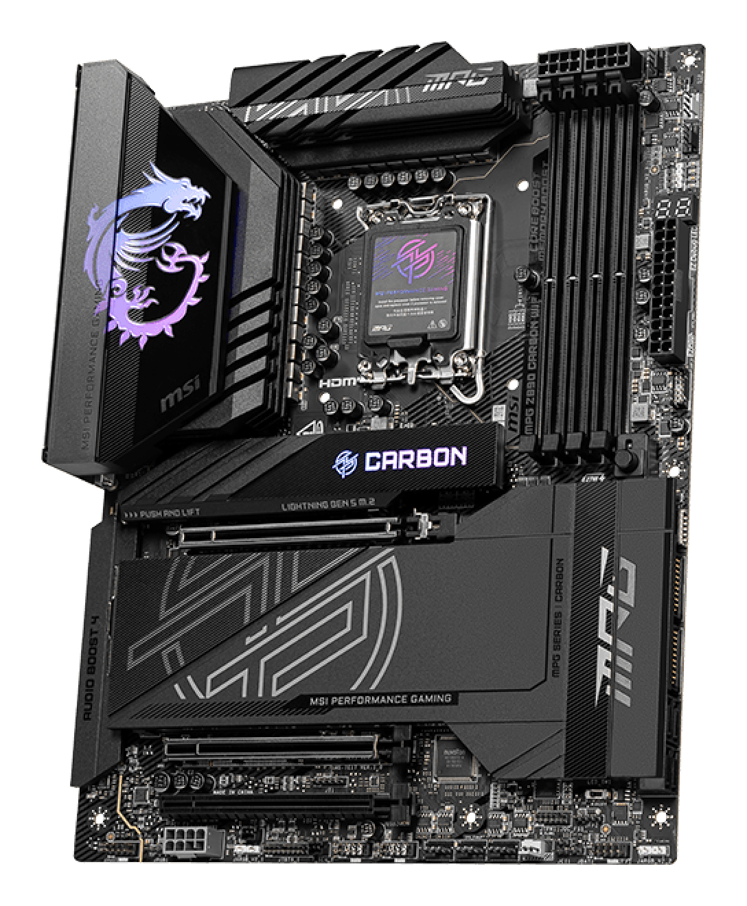 MotherBoard LGA1851 ATX MSI MPG Z890 CARBON WIFI, 256GB RAM DDR5 Max, 1 M.2 PCIE 5 + 4 M.2 PCIE 4, Wi-Fi 7 + BT 5.4