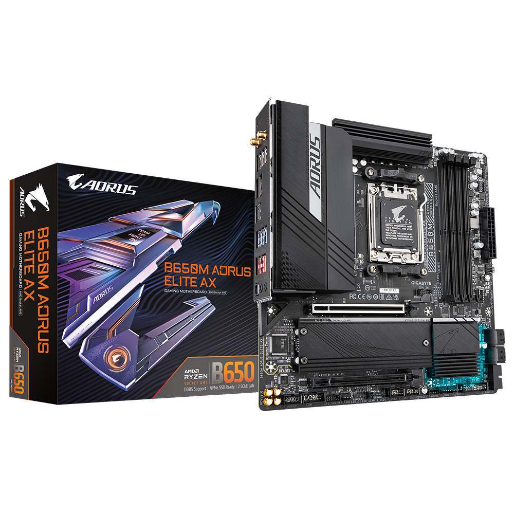 Motherboard AM5 Micro-ATX B650M AORUS Elite AX, 256GB RAM DDR5 Max, 1 M.2 PCIe 5 + 1 M.2 PCIe 4, Wi-Fi 6E + BT 5.3 - imagen 4