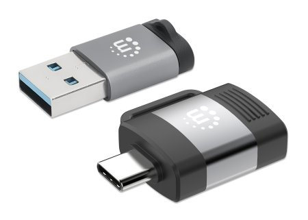 Adaptador USB-C a USB-A y USB-A a USB-C 3.2 Gen 1 Manhattan 356329, 5Gbps, Set 2 Piezas, Color Negro
