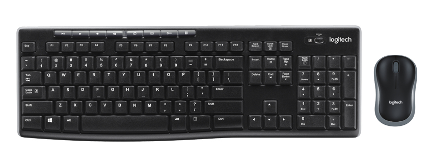 Kit de Teclado y Mouse Inalámbrico Logitech MK270, RF, Color Negro, Ingles