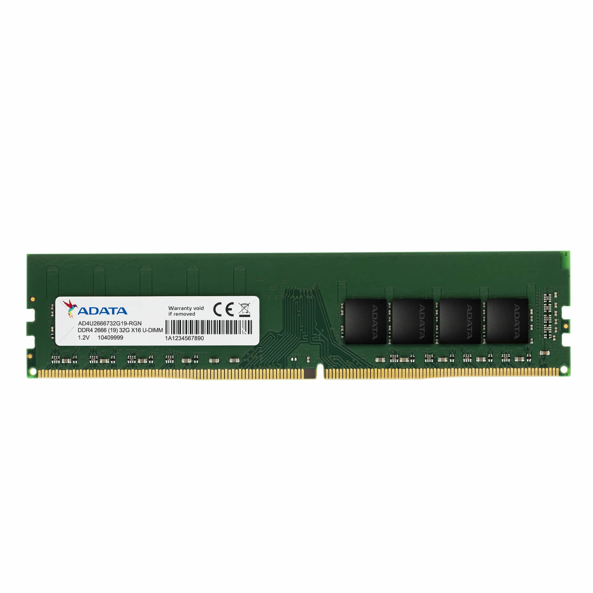 Memoria RAM DDR4 DIMM 8GB 2666MHz CL19, Adata, Color Verde. AD4U26668G19-SGN - imagen 1