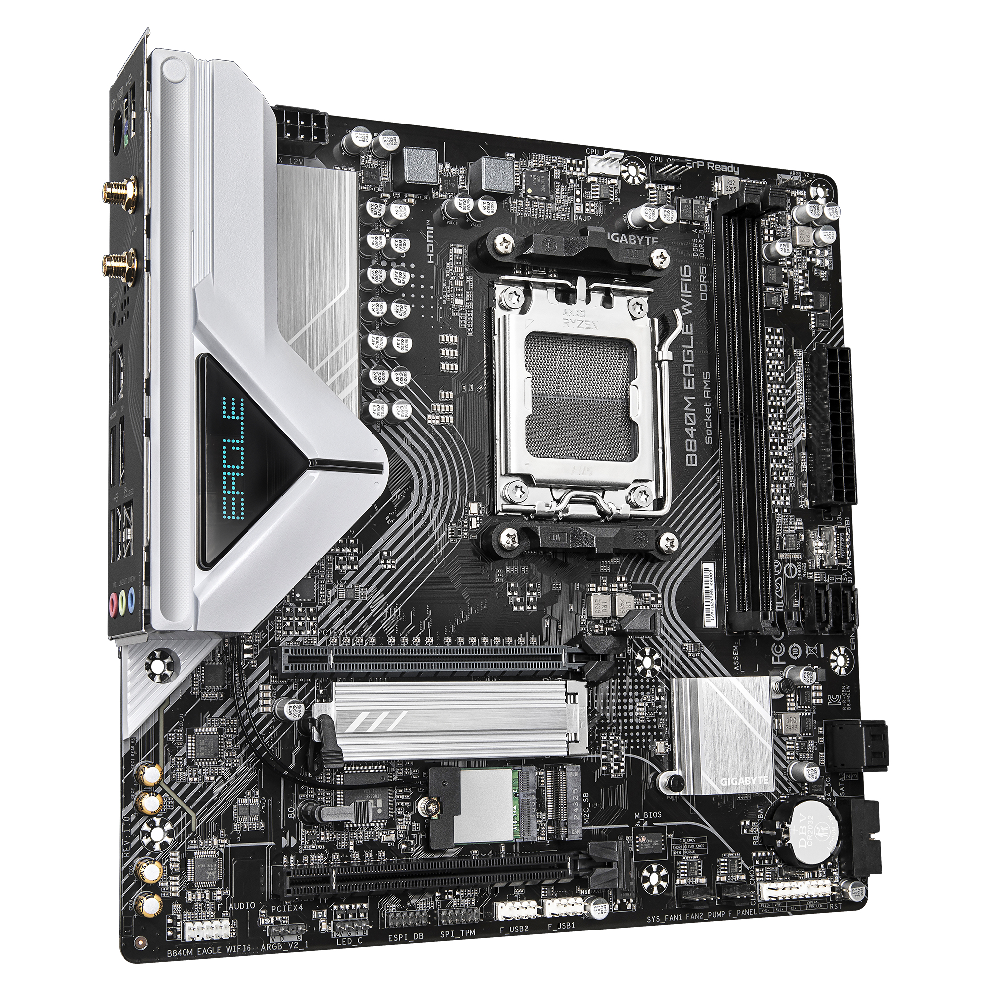 Motherboard AM5 Micro-ATX Gigabyte B840M EAGLE WIFI6, 128GB RAM DDR5 Max, 1 M.2 PCIe 4, Wi-Fi 6 + BT 5.3