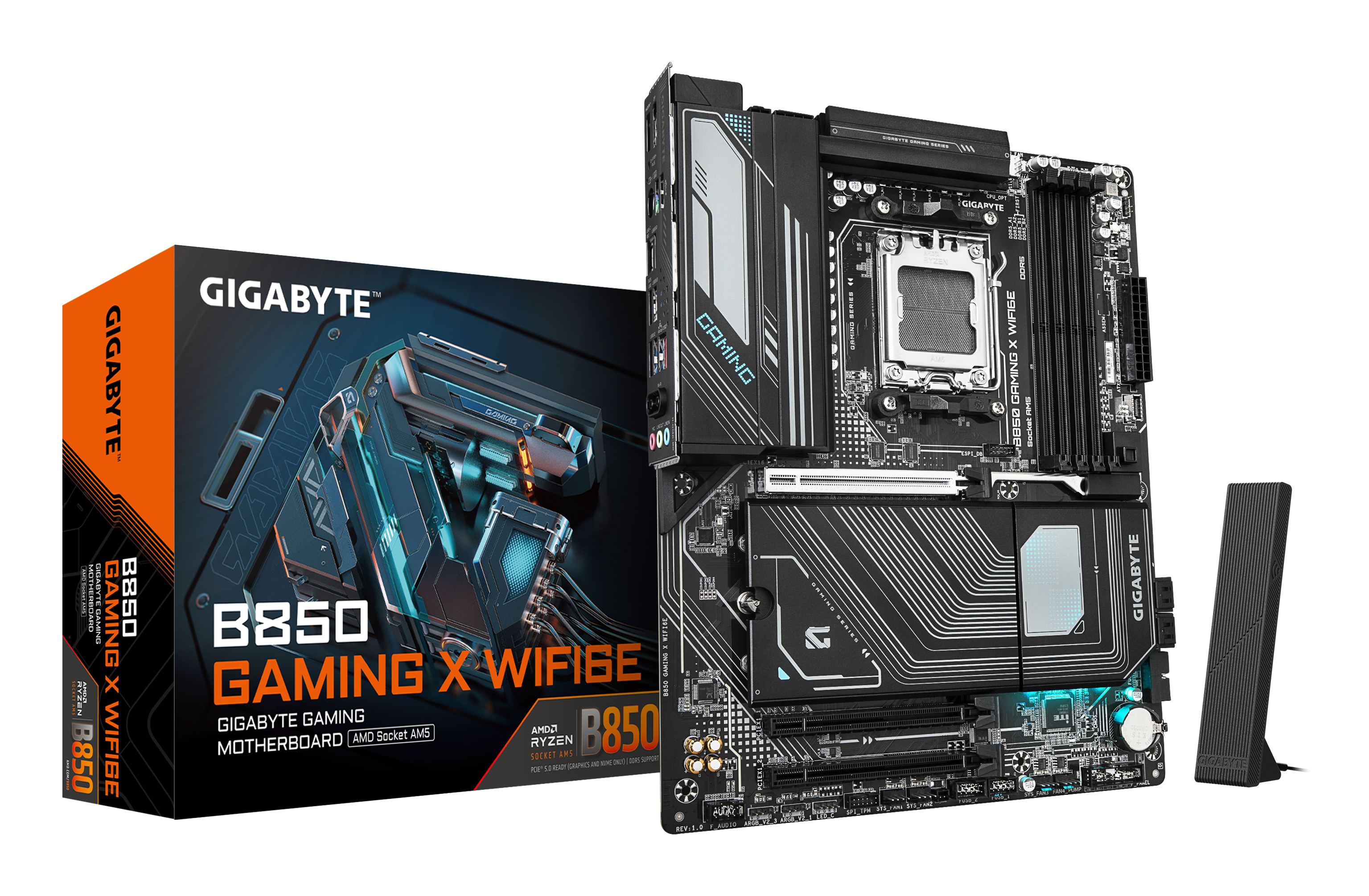 MotherBoard AM5 ATX Gigabyte B850 GAMING X WIFI6E, 256GB RAM DDR5 Max, 1 M.2 PCIE 5 + 2 M.2 PCIE 4, Wi-Fi 6E + BT 5.3