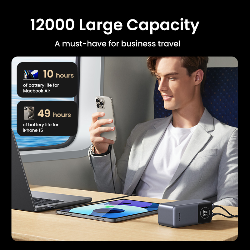 Power Bank Ugreen Nexode 35526B, 12,000mAh, 100W, Color Gris Oscuro - imagen 5