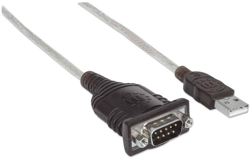 Convertidor USB-A 2.0 a Serial DB9 Manhattan 151849, 1.8m, Plateado - imagen 2