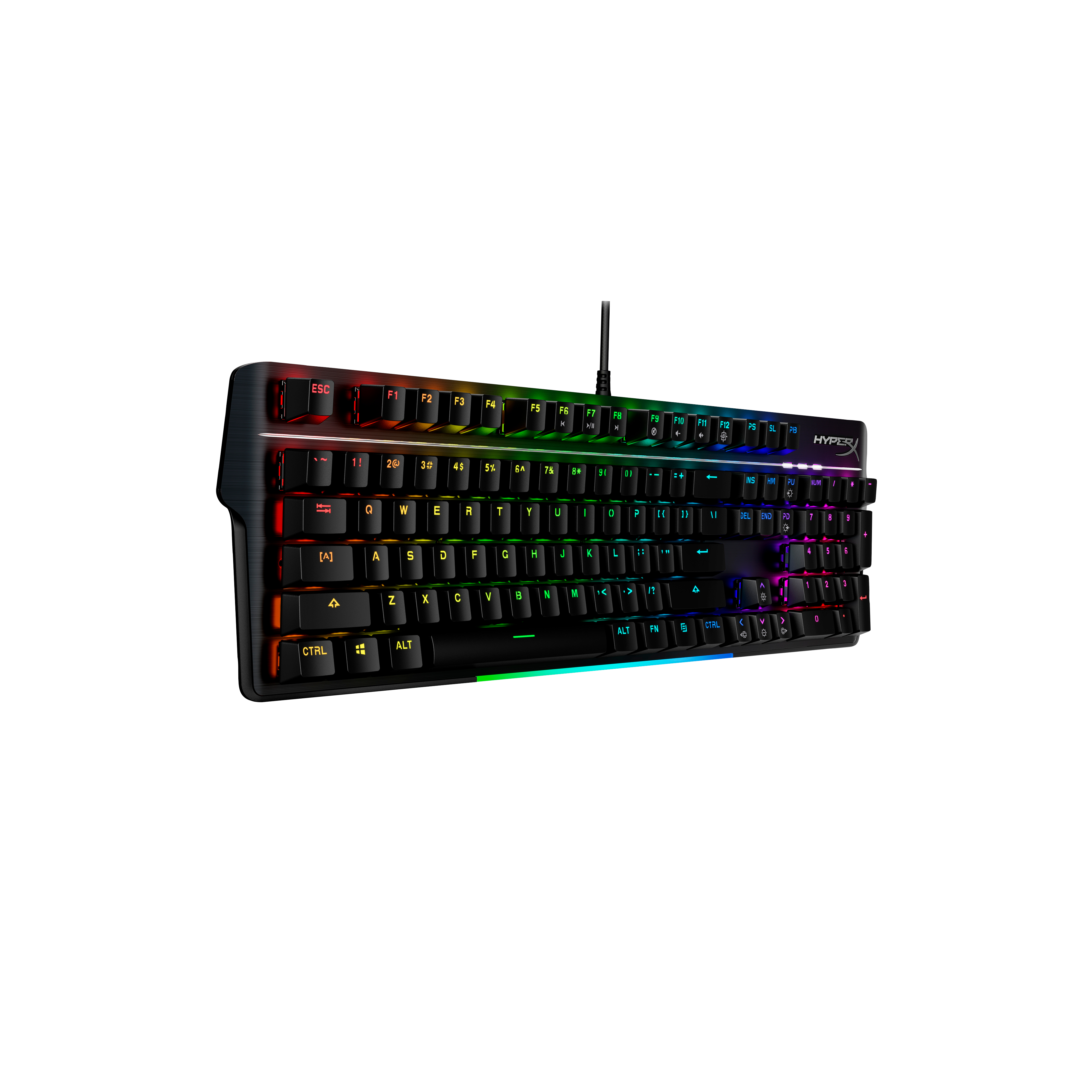 Teclado Alámbrico Mecánico, HyperX ALLOY MKW100, Switch Red, 100%, Reposa Muñecas, RGB por Tecla, Color Negro, Ingles