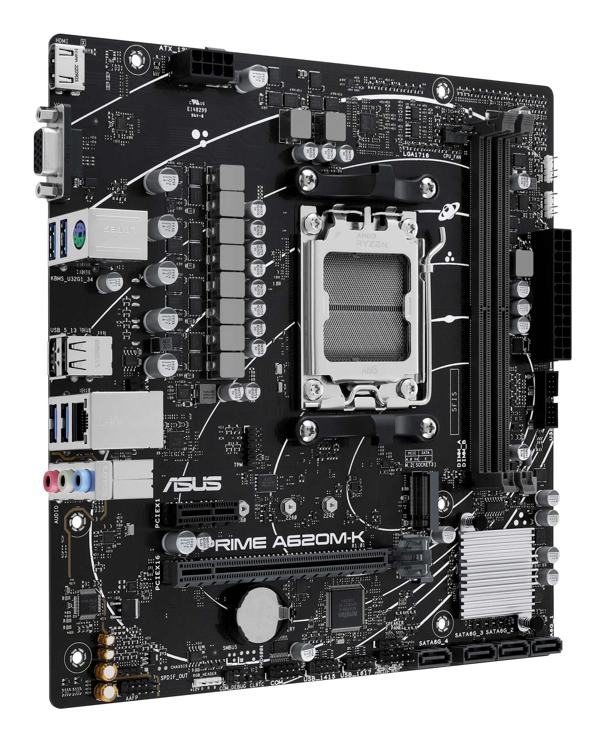 Motherboard AM5 Micro-ATX Asus PRIME A620M-K, 96GB RAM DDR5 Max, 1 M.2 PCIe 4