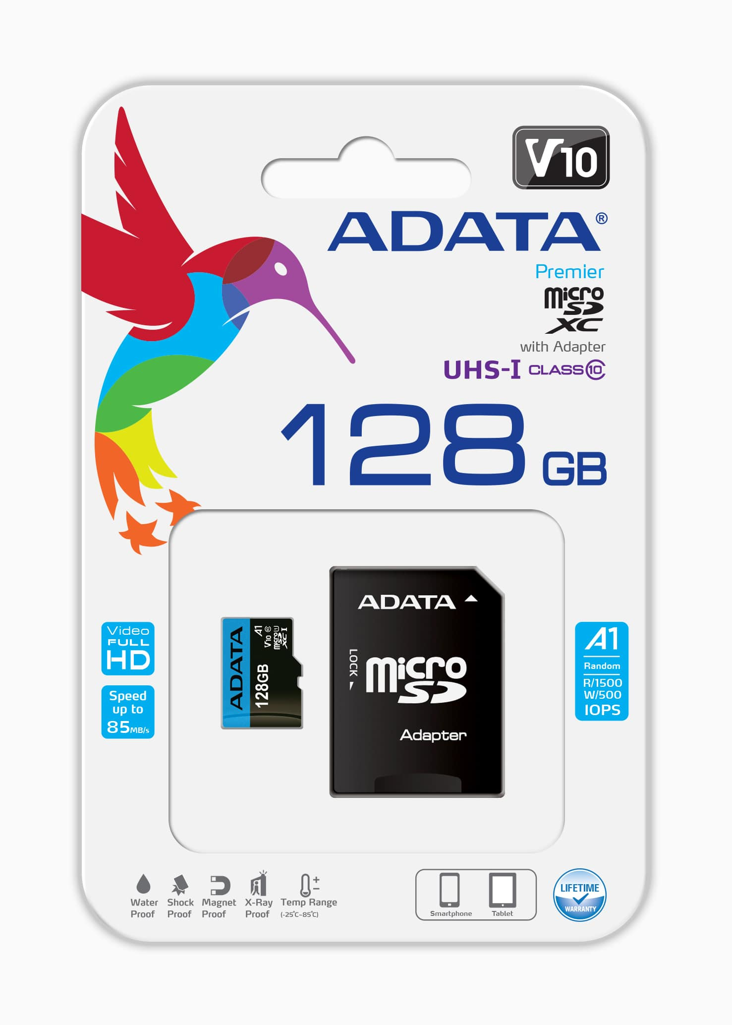 Memoria Micro SDXC 128GB Adata Premier, Clase 10, U1, V10, 100MB/s lectura, 25MB/s escritura, Incluye adaptador SD - imagen 4