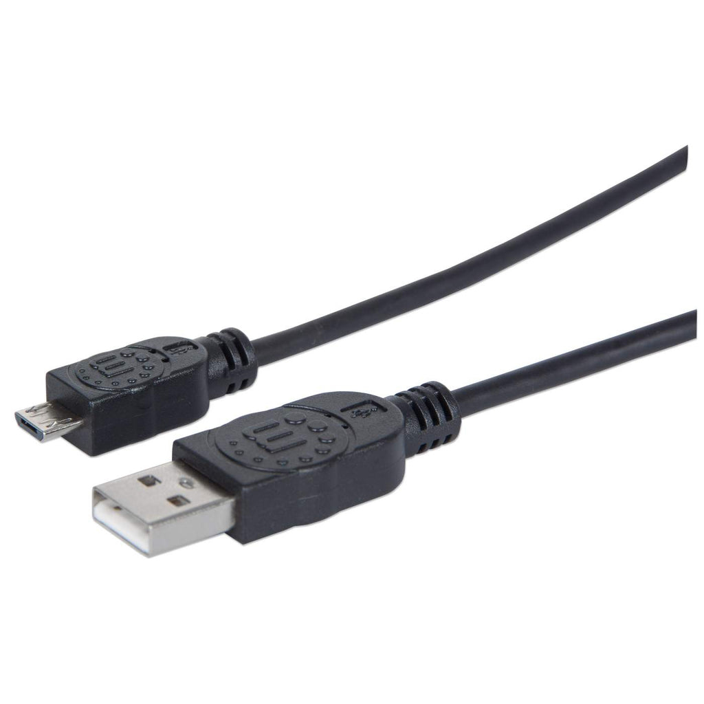 Cable USB-A 2.0 a Micro-USB 2.0 1.8m Manhattan 307178, 480Mbps, Color Negro - imagen 1