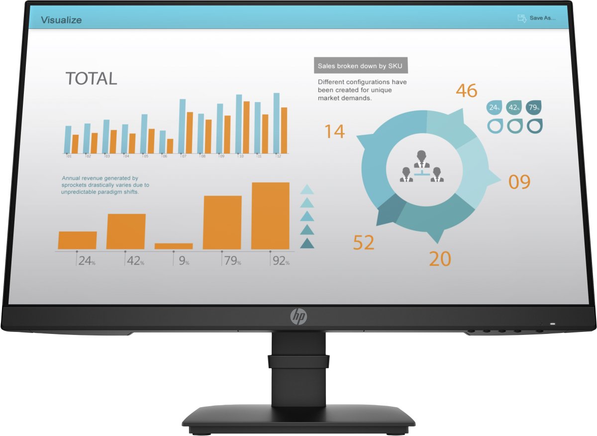 Monitor 24" 1920x1080 75Hz 5ms, HP P24 G4, Panel IPS, 1 VGA 1 DP 1 HDMI 4, VESA 100mm, Negro - imagen 1