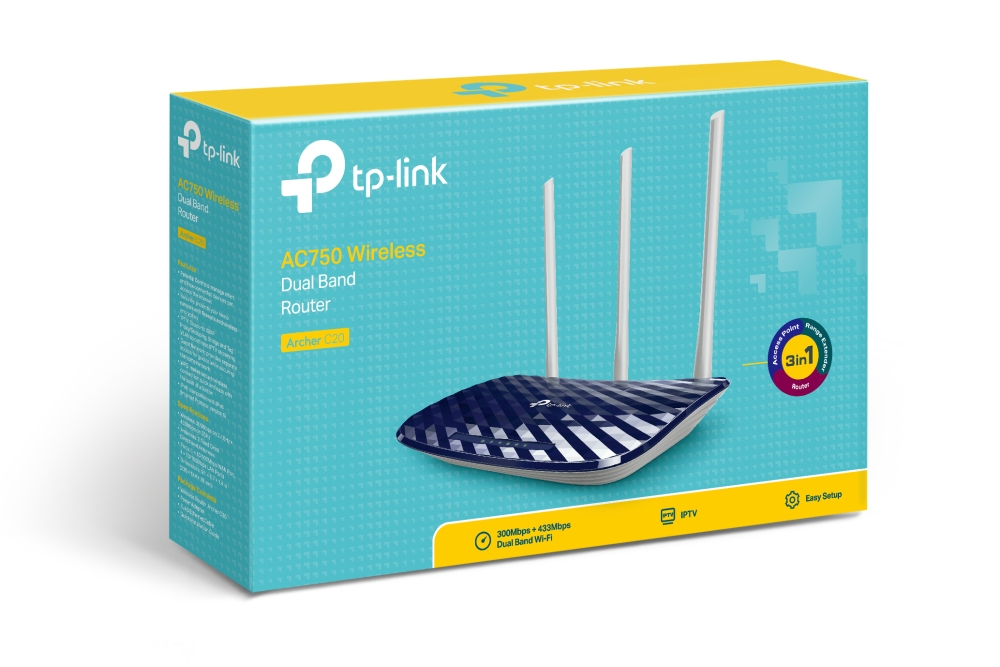Router TP-Link Fast Ethernet de Banda Dual ARCHER C20 WISP, Inalámbrico, 433Mbit/s, 5x RJ-45, 2.4/5GHz, con 3 Antenas Ex - imagen 4