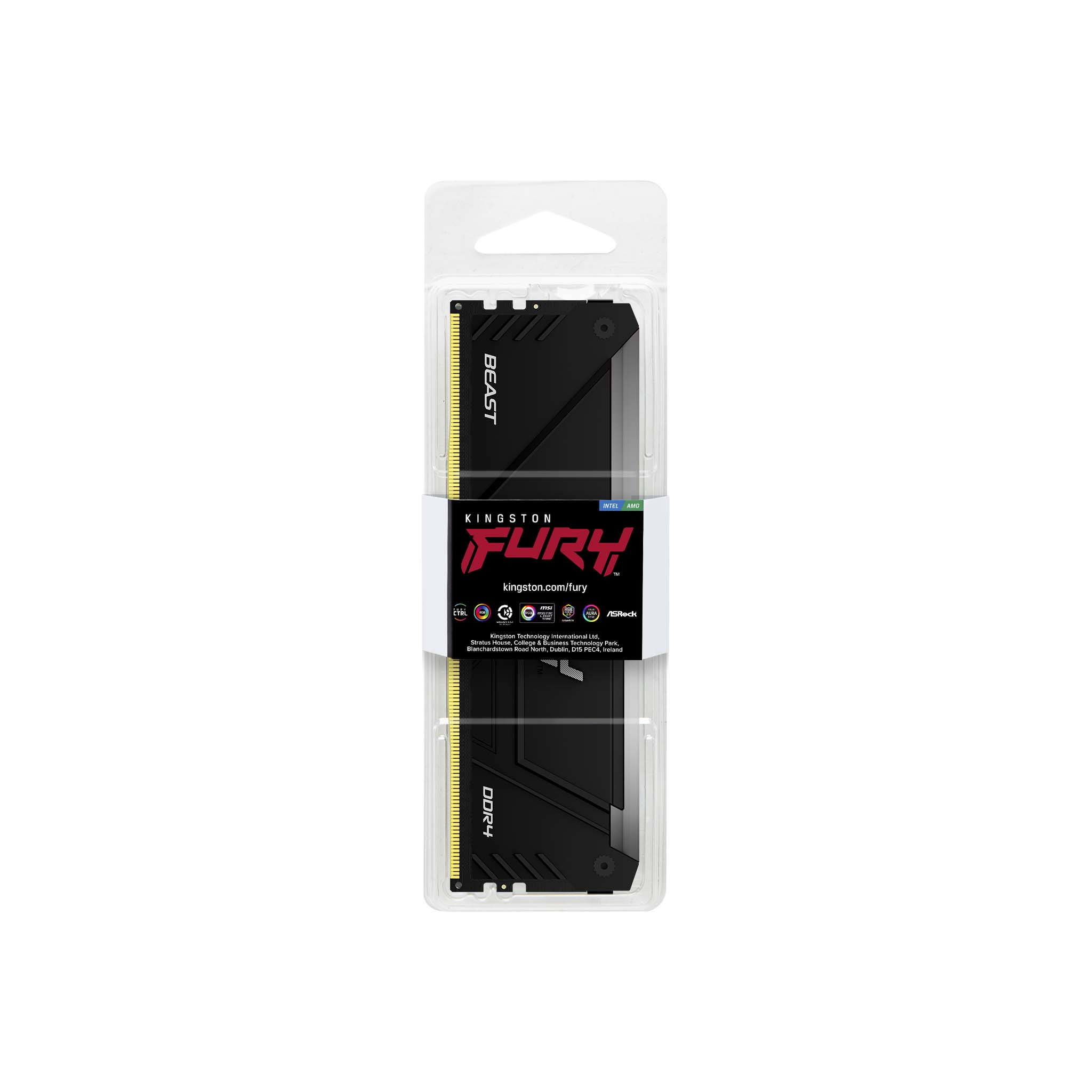 Memoria RAM DDR4 DIMM 16GB 3200MHz CL16, Kingston Fury Beast RGB, Color Negro. KF432C16BB2A/16