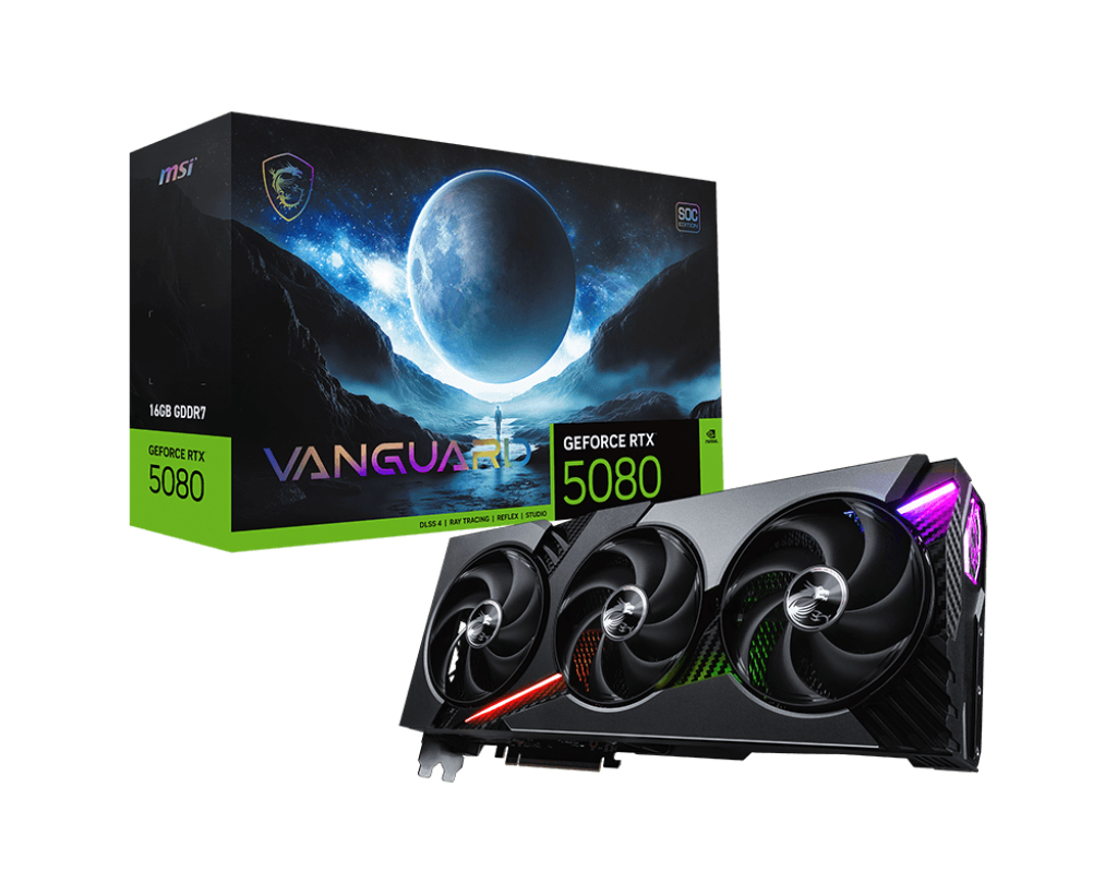 Tarjeta de Video NVIDIA RTX5080 OC MSI VANGUARD SOC, 16GB GDDR7, 3 DisplayPort + 1 HDMI, Min 850W - imagen 1