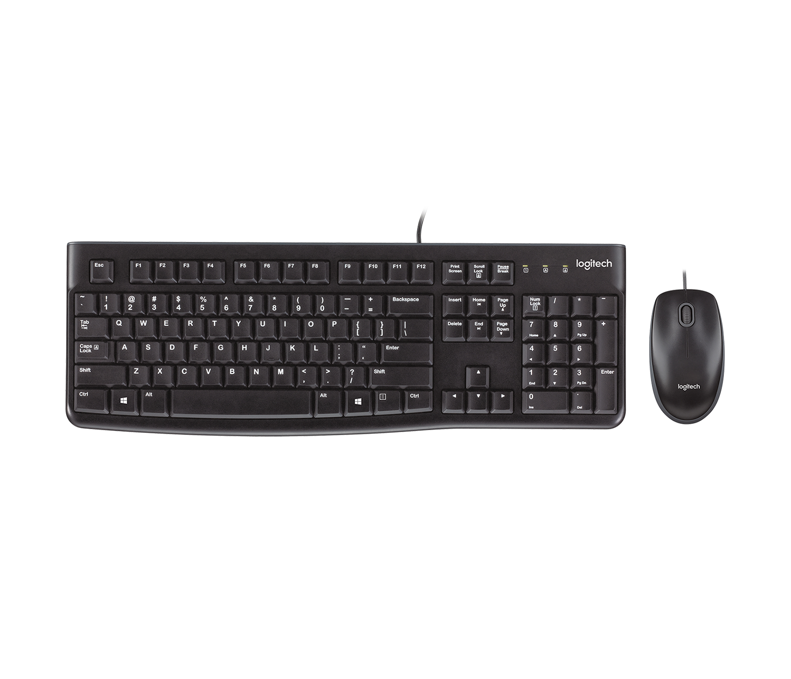 Kit de Teclado y Mouse Alámbrico Logitech MK120, Color Negro, Ingles