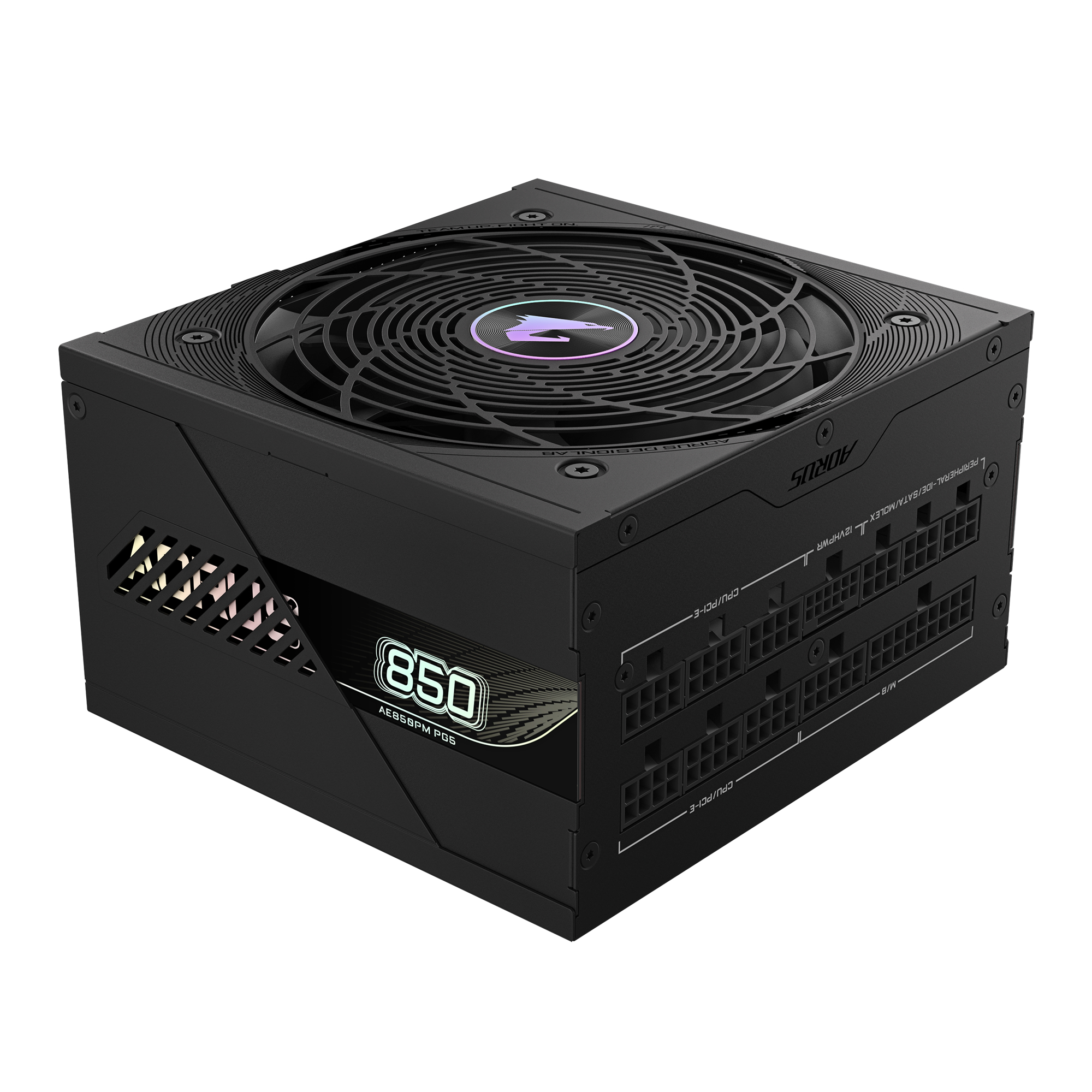 Fuente de Poder 850W 80+Platinum AORUS ELITE P850W. 1x 24pin, 2x 8pin CPU, 6x 8pin PCIE, 1x 12VHPWR, Color Negro - imagen 5
