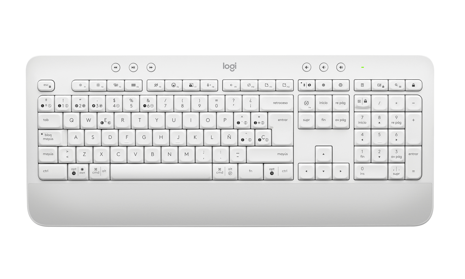 Teclado Inalámbrico Logitech Signature K650, RF 2.4GHz + Bluetooth, Color Blanco, Español