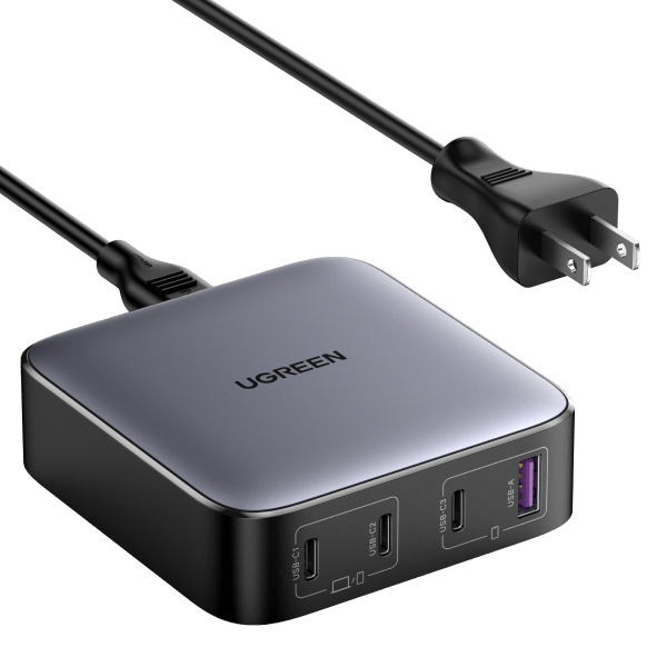 Cargador Ugreen de escritorio 100w 90736, 4 Puertos de Carga Rápida  3 USB-C  1 USB-A  Tecnología GaN II +SIC - imagen 1
