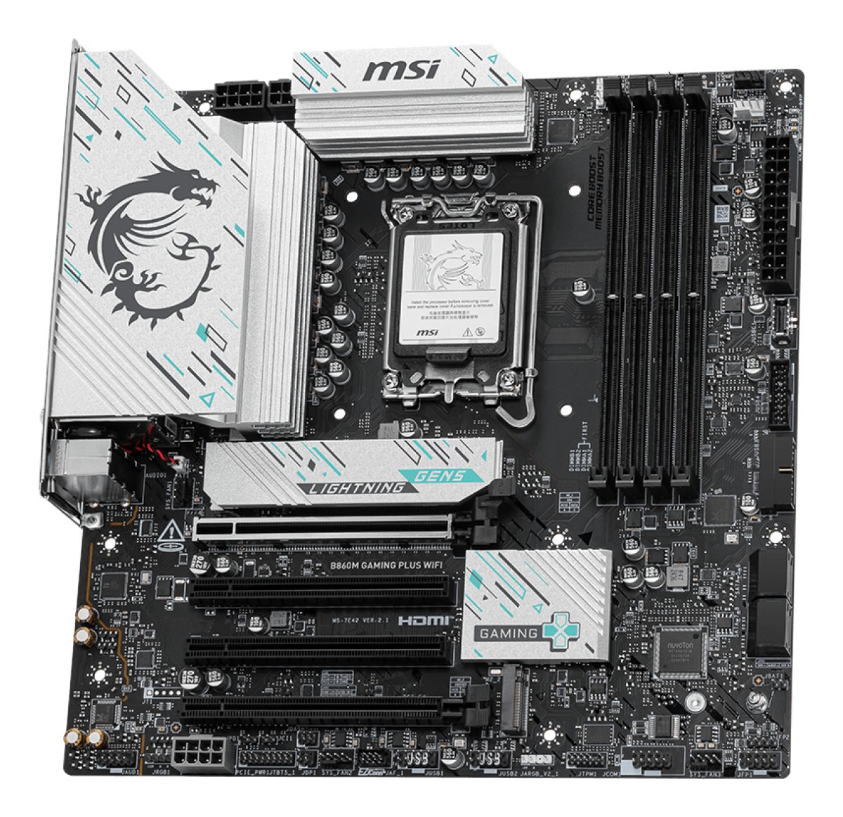 MotherBoard LGA1851 Micro-ATX MSI B860M GAMING PLUS WIFI, 256GB RAM DDR5 Max,1 M.2 PCIE 5 + 1 M.2 PCIE4,Wi-Fi 7 + BT 5.4 - imagen 3