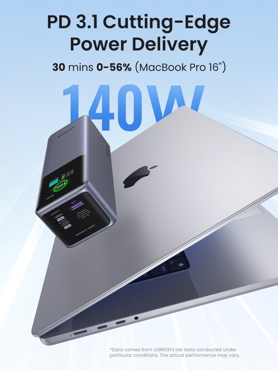 Power Bank Ugreen Nexode Pro 35525B, 25,000mAh, 200W, Pantalla Digital - imagen 3