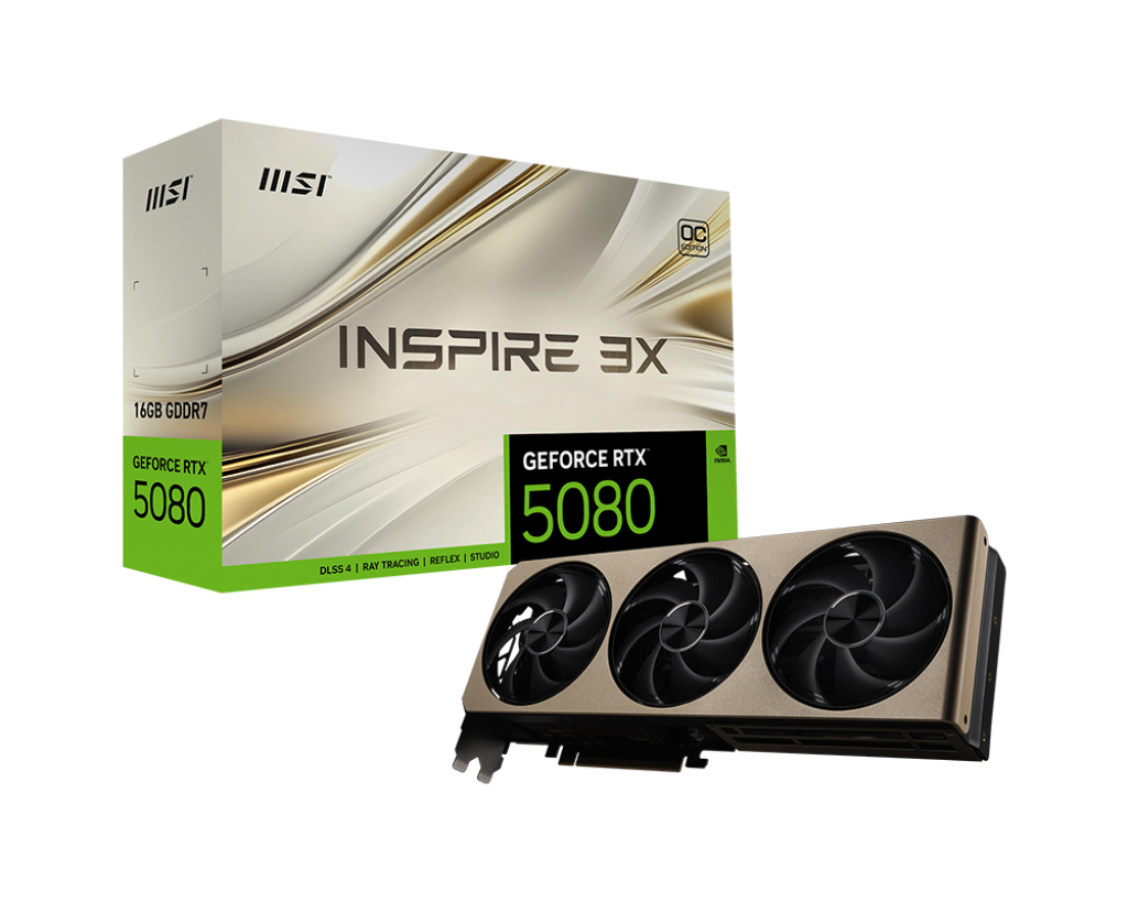 Tarjeta de Video NVIDIA RTX5080 OC MSI INSPIRE 3X, 16GB GDDR7, 3 DisplayPort + 1 HDMI, Min 850W - imagen 1