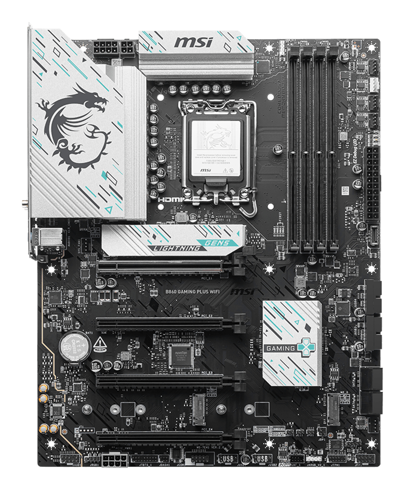 MotherBoard LGA1851 ATX MSI B860 GAMING PLUS WIFI, 256GB RAM DDR5 Max, 1 M.2 PCIE 5 + 2 M.2 PCIE 4, Wi-Fi 7 + BT 5.4