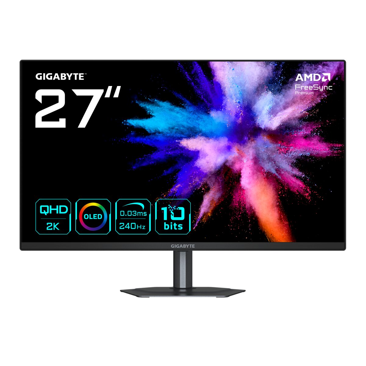 Monitor 27" OLED 2560x1440 240Hz 0.03ms, Gigabyte GO27Q24, Freesync Pro/G-Sync, 1 DisplayPort + 2 HDMI, VESA 100mm - imagen 1