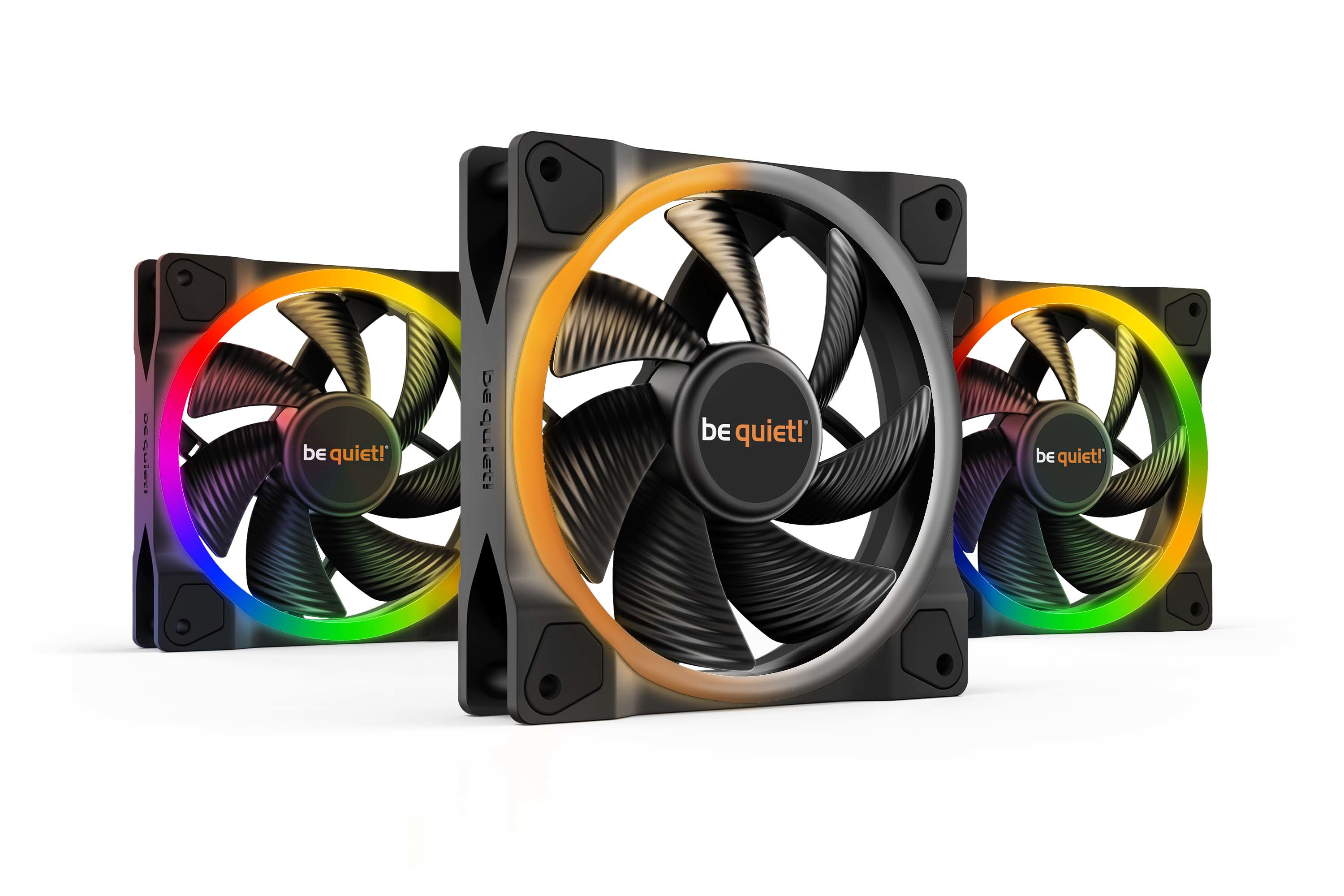 Kit de 3 Ventiladores 120mm Be Quiet! Light Wings, 1700 RPM, ARGB, Incluye Controlador, Color Negro - imagen 1