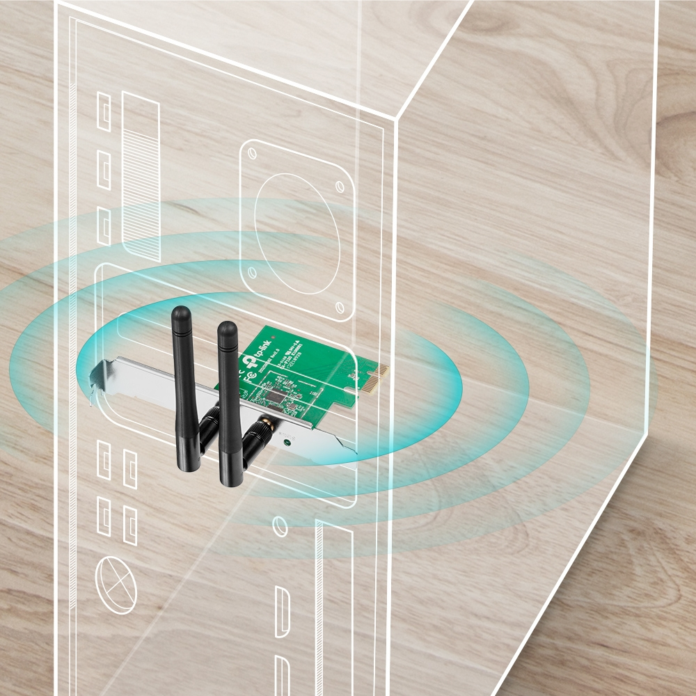 Tarjeta de Wi-Fi PCIe TP-Link TL-WN881ND, 2 Antenas 2.4GHz 300Mbps