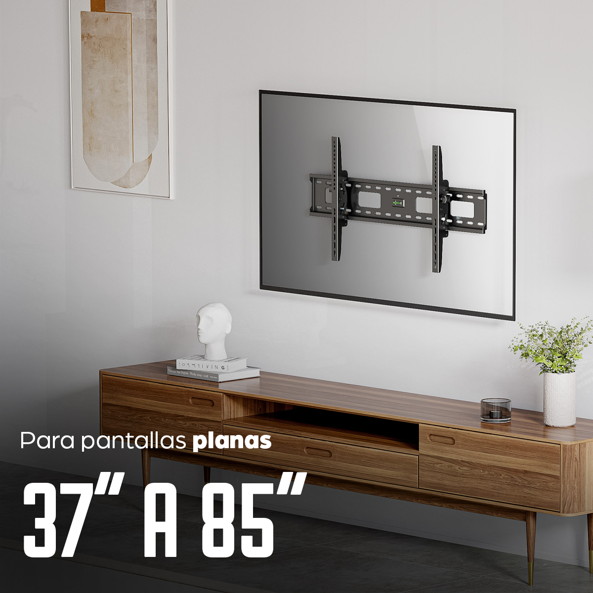 Soporte Inclinable de pared para TV, Manhattan 423830, de 37" a 86", hasta 75kg, VESA 800x400 Max, Color Negro - imagen 5