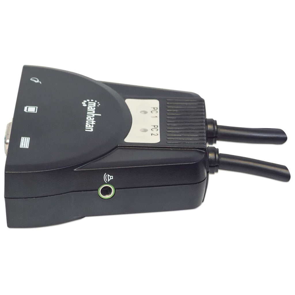 Mini Switch KVM 2 CPUs a 1 Monitor 1.2m Manhattan, Hasta 1920x1440, Conexión por VGA. 151245