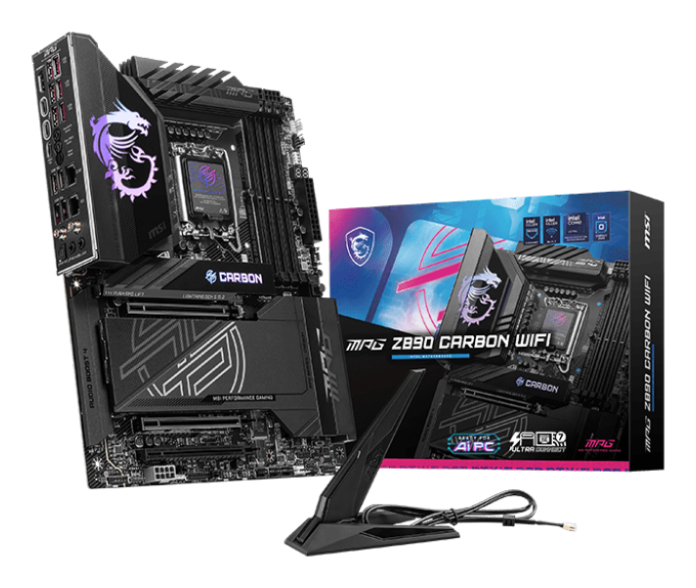MotherBoard LGA1851 ATX MSI MPG Z890 CARBON WIFI, 256GB RAM DDR5 Max, 1 M.2 PCIE 5 + 4 M.2 PCIE 4, Wi-Fi 7 + BT 5.4