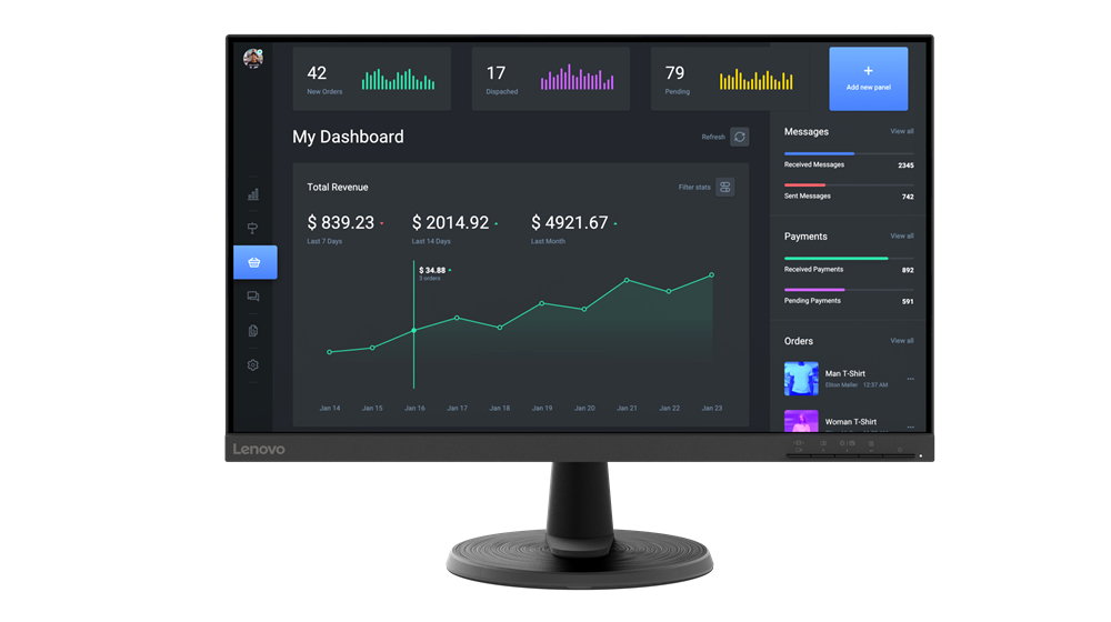 Monitor 24" 1920x1080 75Hz 7ms, Lenovo C24-40 LED, Panel VA, 1 HDMI 1 VGA, VESA - imagen 3