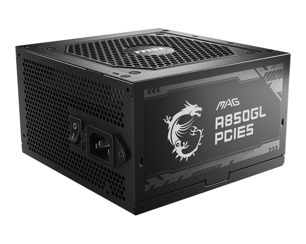Fuente de Poder 850W 80+Gold MSI MAG A850GL PCIE5. 1x 24pin, 2x 8pin CPU, 4x 8pin PCIE, 1x 12VHPWR, Color Negro - imagen 5
