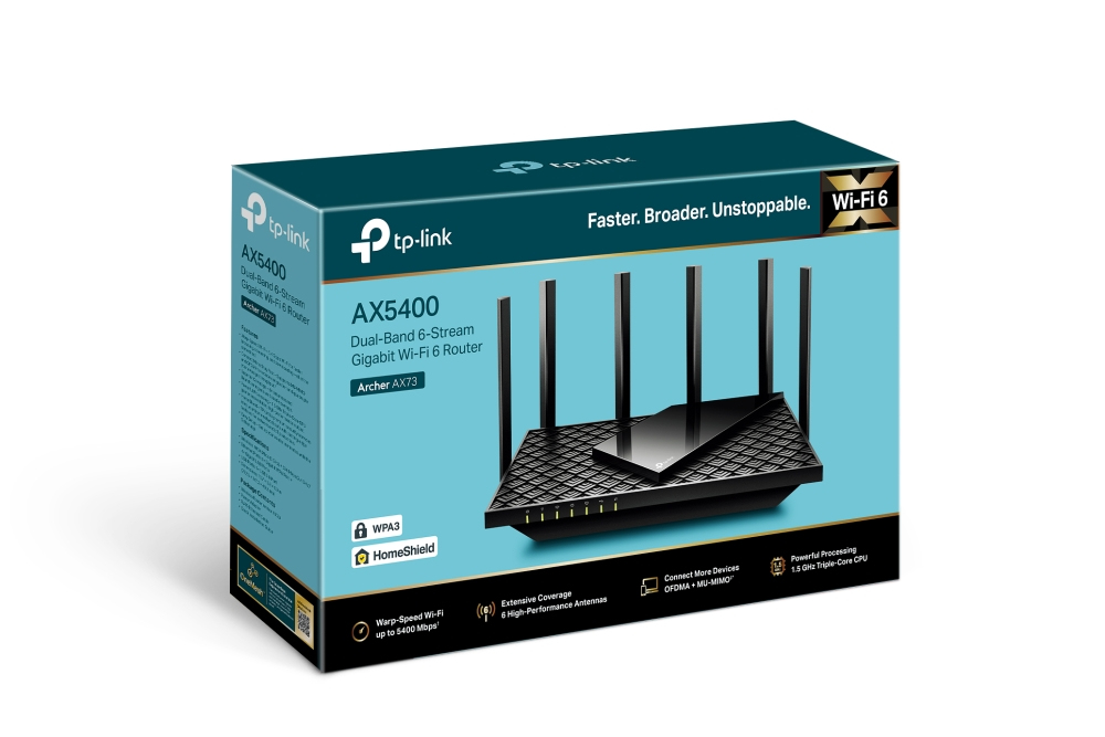 ROUTER TP-LINK DUAL BAND ARCHER AX73 GIGABIT WIFI6 MU-MIMO AX5400 PARA GRAN COBERTURA DE RED