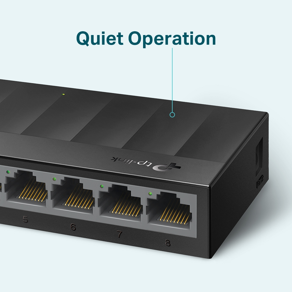 Switch 8 Puertos Gigabit p/Escritorio Tp-Link LS1008G, Caja de Plástico, Color Negro - imagen 4
