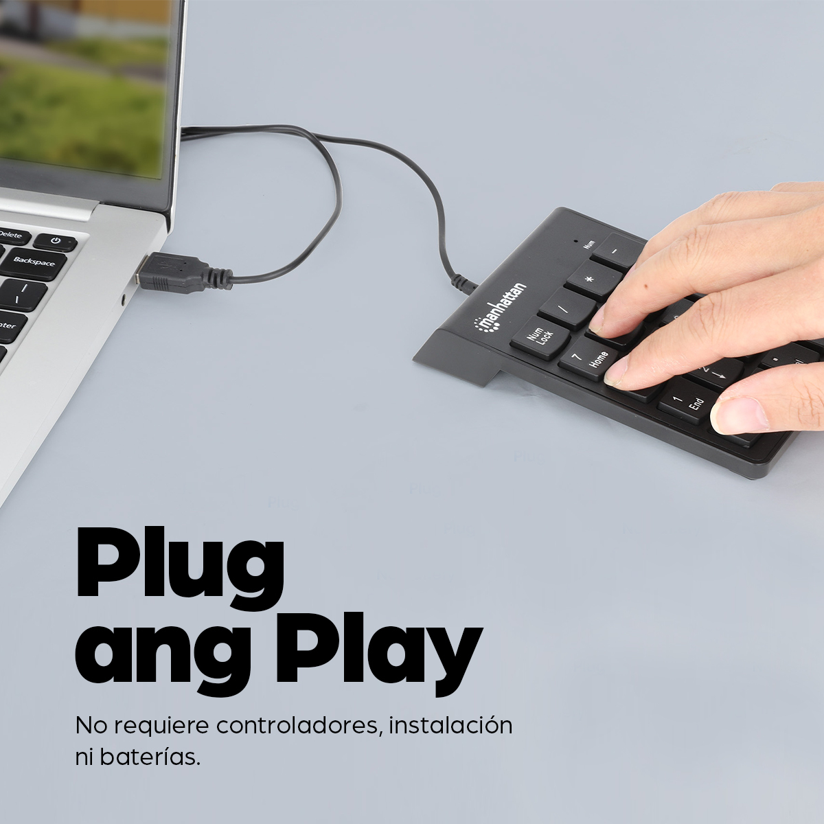Teclado Numerico Alámbrico Manhattan 176354, USB-A, Color Negro