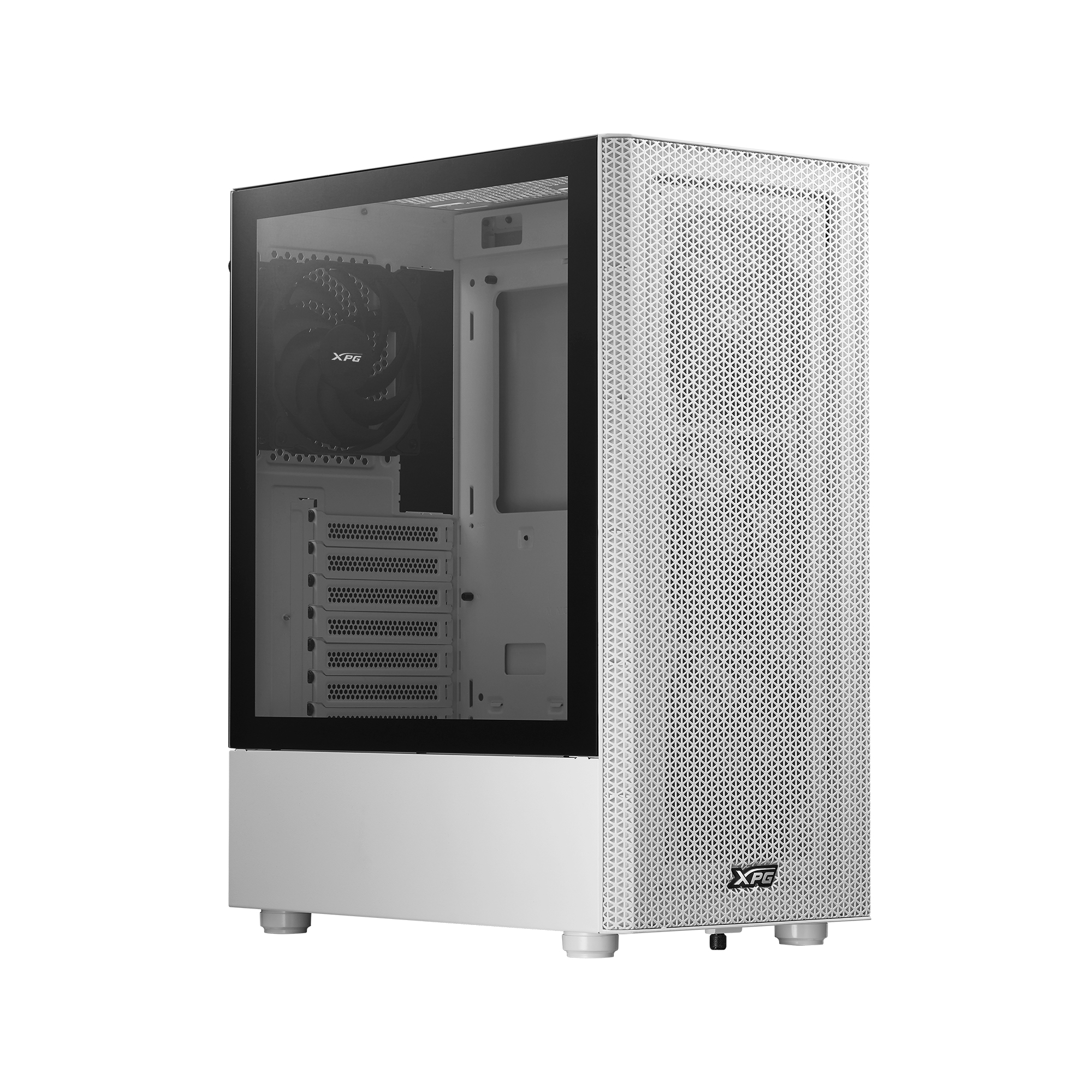 Gabinete GAMER XPG VALOR MESH Media torre Panel lateral vidrio templado. Filtro polvo, Blanco