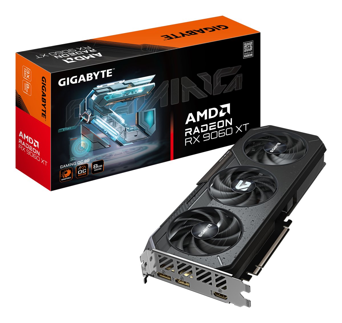 Tarjeta de Video AMD RADEON RX9060XT OC Gigabyte Gaming, 8GB GDDR6, 2 DisplayPort + 1 HDMI, Min 450W - imagen 1
