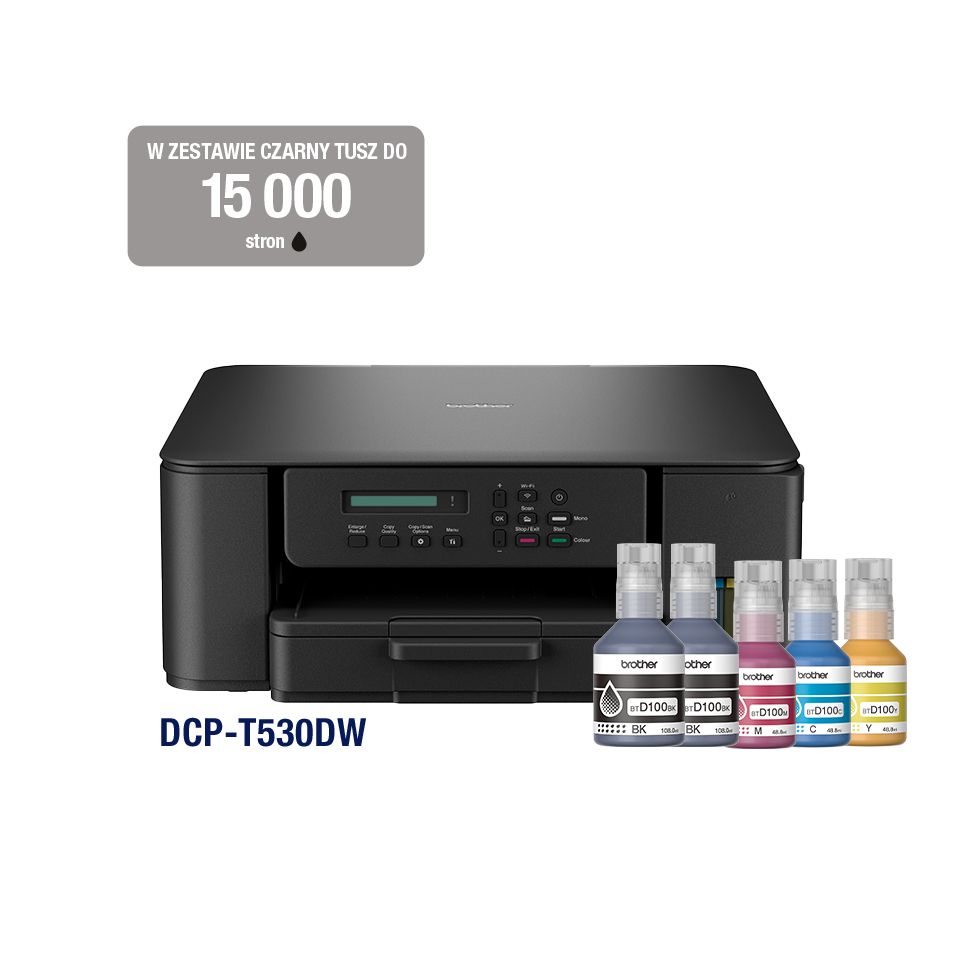 Impresora Multifuncional de Tinta Continua Brother DCPT530DW, Inalámbrica, Bandeja de Hojas superior,27 ppm,Tinta BTD100 - imagen 2