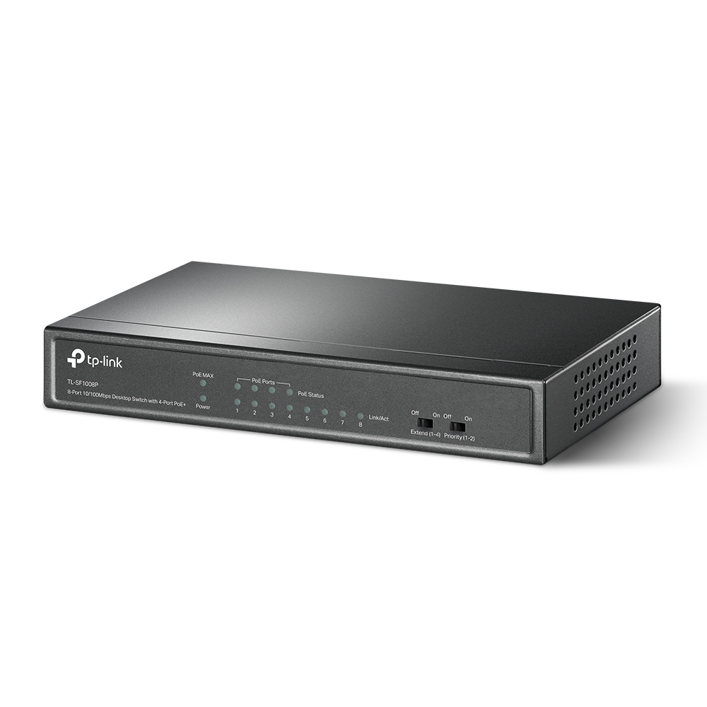 Switch 8 Puertos 10/100 PoE p/Escritorio Tp-Link TL-SF1048, 4 Ptos PoE 30W y 250m por puerto, Caja de Metal - imagen 2