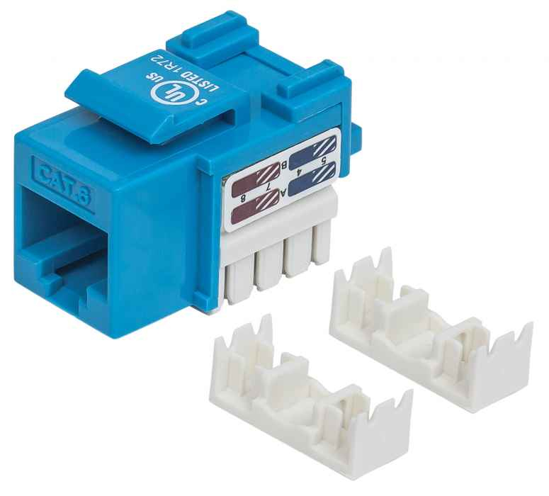 KeyStone Jack RJ45 Cat6 UTP Intellinet 210737, Terminación 110 y Krone, Color Azul - imagen 1