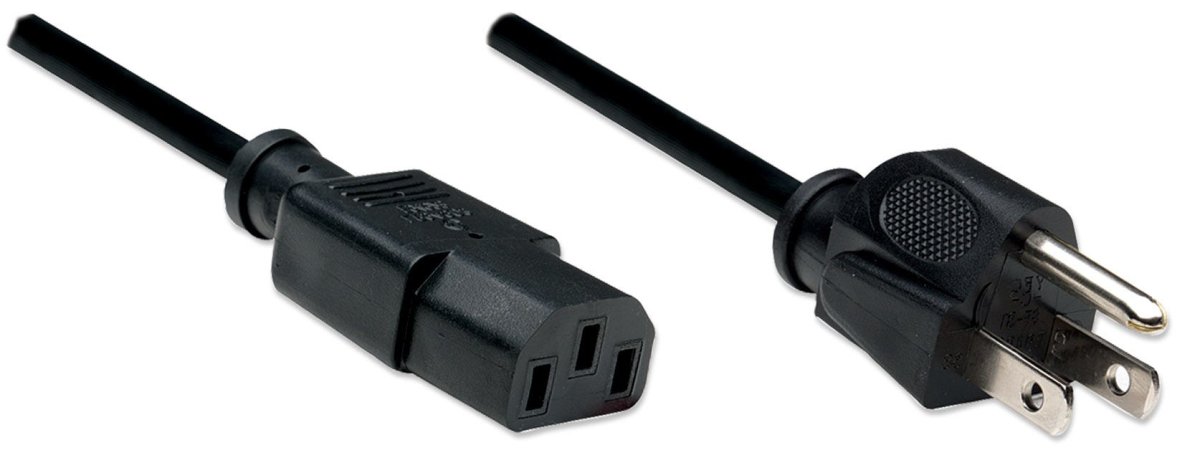 Cable de Energía Interlock 1.8m NEMA 5-15P a C13, Manhattan 300179, Color Negro - imagen 2